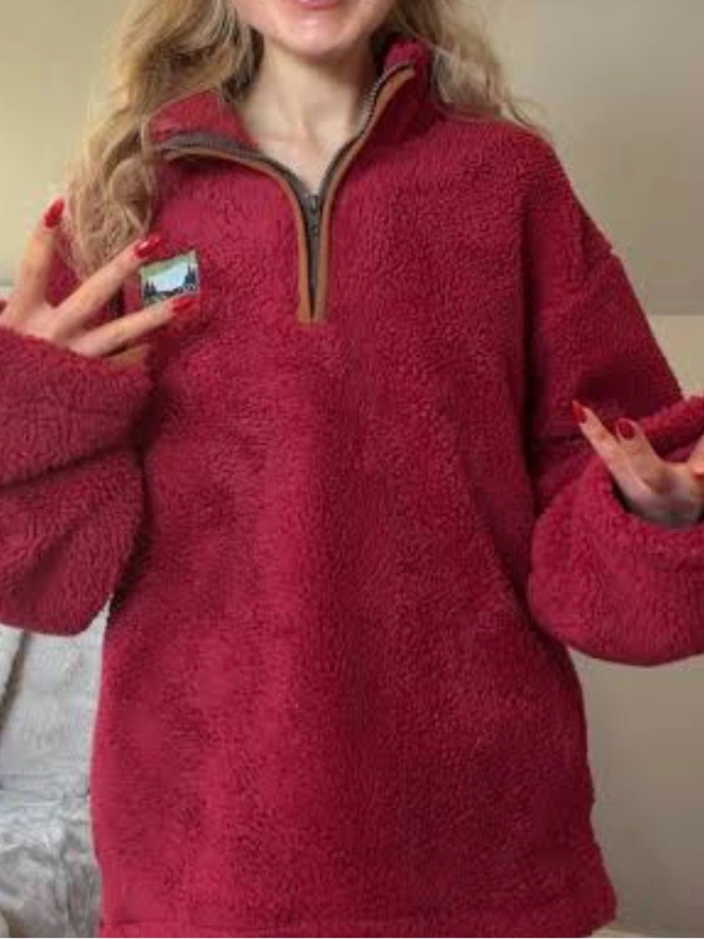 Dairy Boy Red Sherpa Pullover Jacket